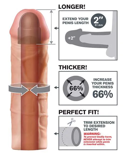 Male Sex Toys Fantasy XTensions Mega 2in Extension Sleeve 8in Vanilla Fantasy X Tensions