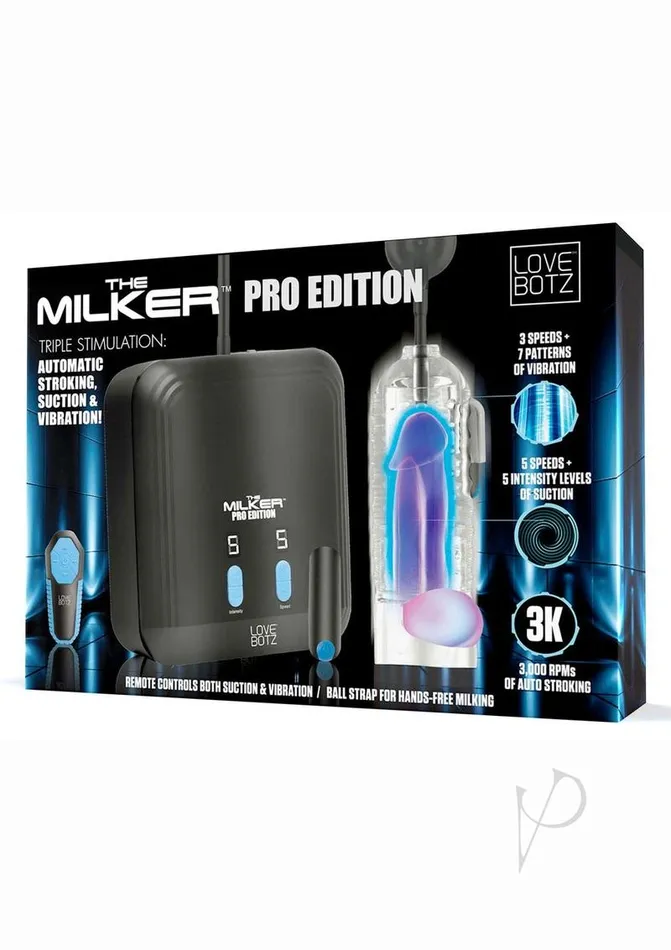 Male Sex Toys Lovebotz LoveBotz The Milker Pro Edition Masturbator with Remote Control Black