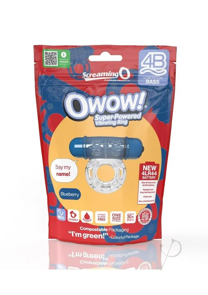 Male Sex Toys Screaming O Screaming O 4B O Wow Vibrating Ring Blueberry