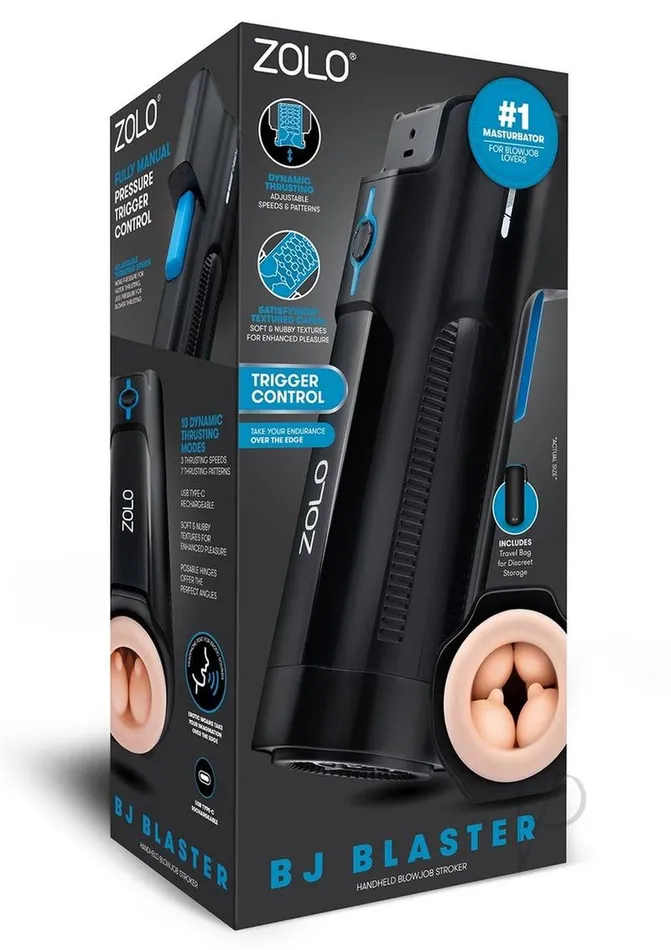 Male Sex Toys Zolo BJ Blaster Rechargeable Mouth Masturbator Black Zolo