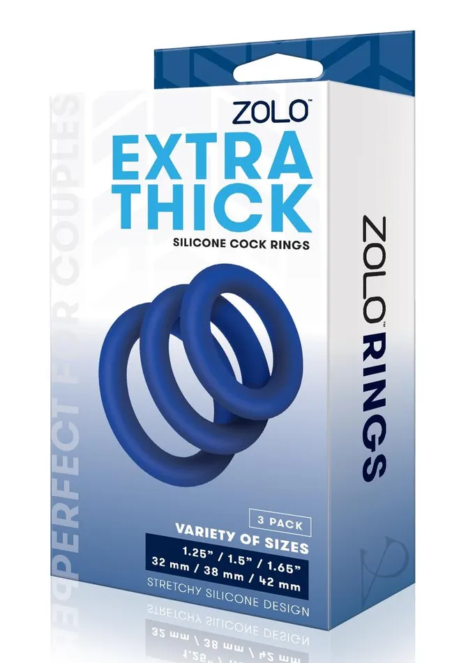 Male Sex Toys Zolo ZOLO Extra Thick Silicone Cock Ring 3 pack Navy
