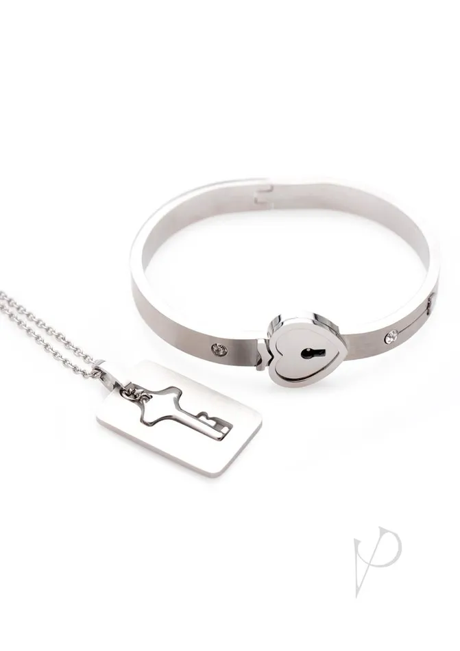 Master Series Cuffed Locking Bracelet and Key Necklace Silver Master Series Dildos