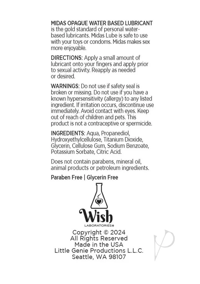 Midas Water Based Opaque Lubricant 2oz Midas Lubricants Midas Water Based Opaque Lubricant 2oz Midas Lubricants