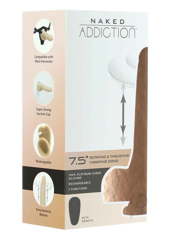Naked Addiction Dildos Naked Addiction Silicone Rechargeable Thrusting Vibrating and Rotating Dildo 75in Vanilla Naked Addiction Dildos Naked Addiction Silicone Rechargeable Thrusting Vibrating and Rotating Dildo 75in Vanilla