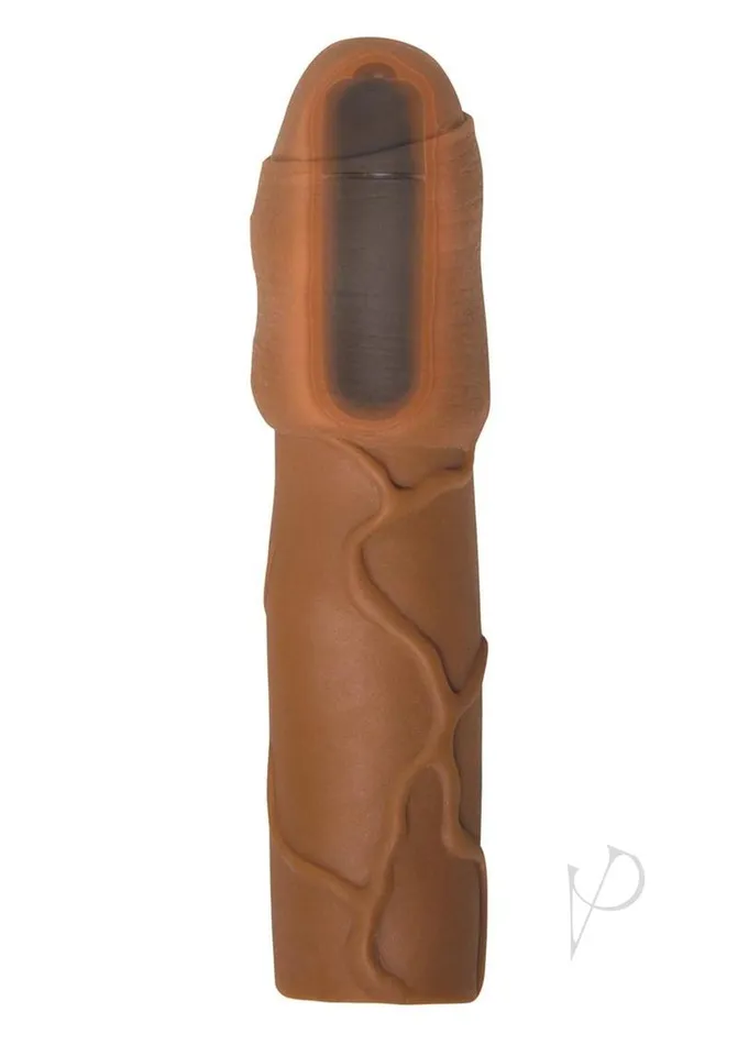 Natural Male Sex Toys Natural Realskin Uncircumcised Xtender Vibrating Sleeve Chocolate