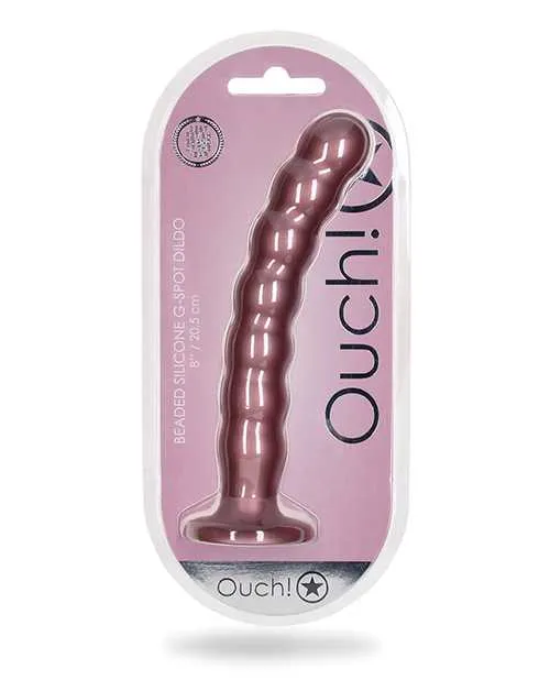 Ouch Female Sex Toys Ouch Beaded GSpot Silicone Dildo 8in Metallic Rose Gold Ouch Female Sex Toys Ouch Beaded GSpot Silicone Dildo 8in Metallic Rose Gold