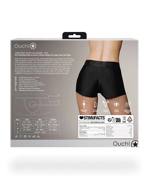 Ouch Female Sex Toys Ouch Vibrating StrapOn Boxer with Rechargeable Bullet XSSM Black Ouch Female Sex Toys Ouch Vibrating StrapOn Boxer with Rechargeable Bullet XSSM Black