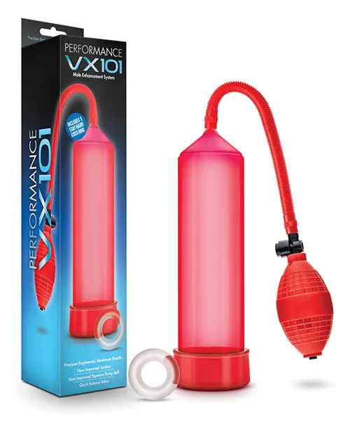 Performance VX101 Male Enhancement Penis Pump 95in Red Performance Male Sex Toys