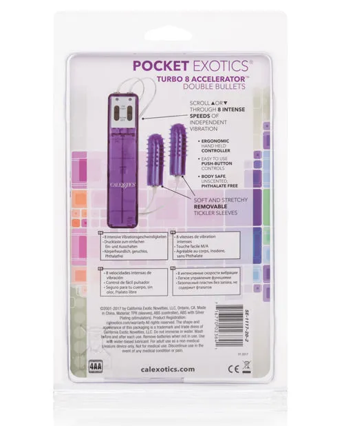 Pocket Exotics Female Sex Toys Pocket Exotics Turbo 8 Accelerator Double Bullet with Wired Remote Control Purple Pocket Exotics Female Sex Toys Pocket Exotics Turbo 8 Accelerator Double Bullet with Wired Remote Control Purple