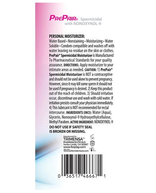 Prepair Lubricants Prepair Spermicidal Lubricant 45 oz Bottle Prepair Lubricants Prepair Spermicidal Lubricant 45 oz Bottle