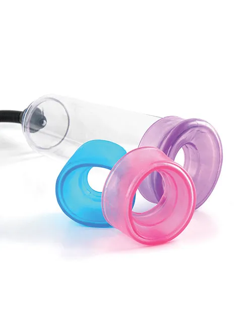 Pump Worx Cock Trainer Pump System with 3 Sleeves Clear Pump Worx Male Sex Toys