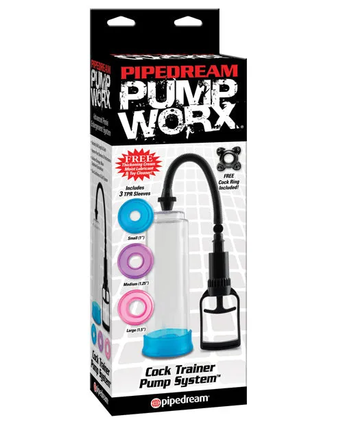 Pump Worx Cock Trainer Pump System with 3 Sleeves Clear Pump Worx Male Sex Toys