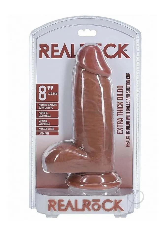 Real Rock Female Sex Toys RealRock Ultra Realistic Skin Extra Thick with Balls 8in Caramel Real Rock Female Sex Toys RealRock Ultra Realistic Skin Extra Thick with Balls 8in Caramel
