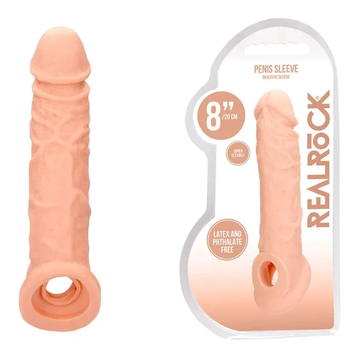 REALROCK 8 Inch Realistic Penis Extender with Rings Wild Night Fantasies Male Sex Toys REALROCK 8 Inch Realistic Penis Extender with Rings Wild Night Fantasies Male Sex Toys