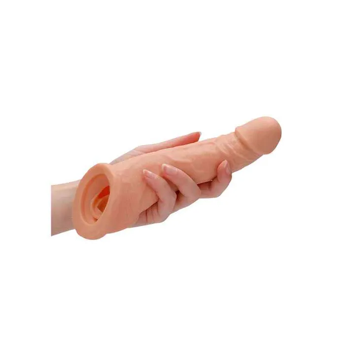 REALROCK 8 Inch Realistic Penis Extender with Rings Wild Night Fantasies Male Sex Toys