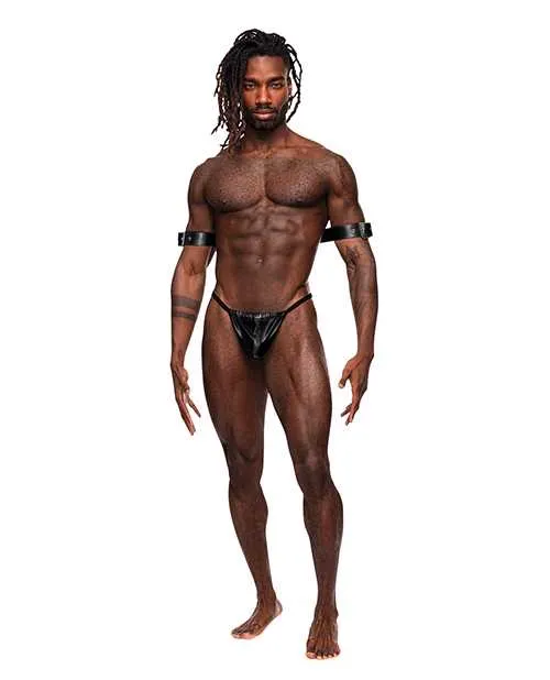 Restraints Pisces PU Leather Bicep Back Harness Black OS Male Power