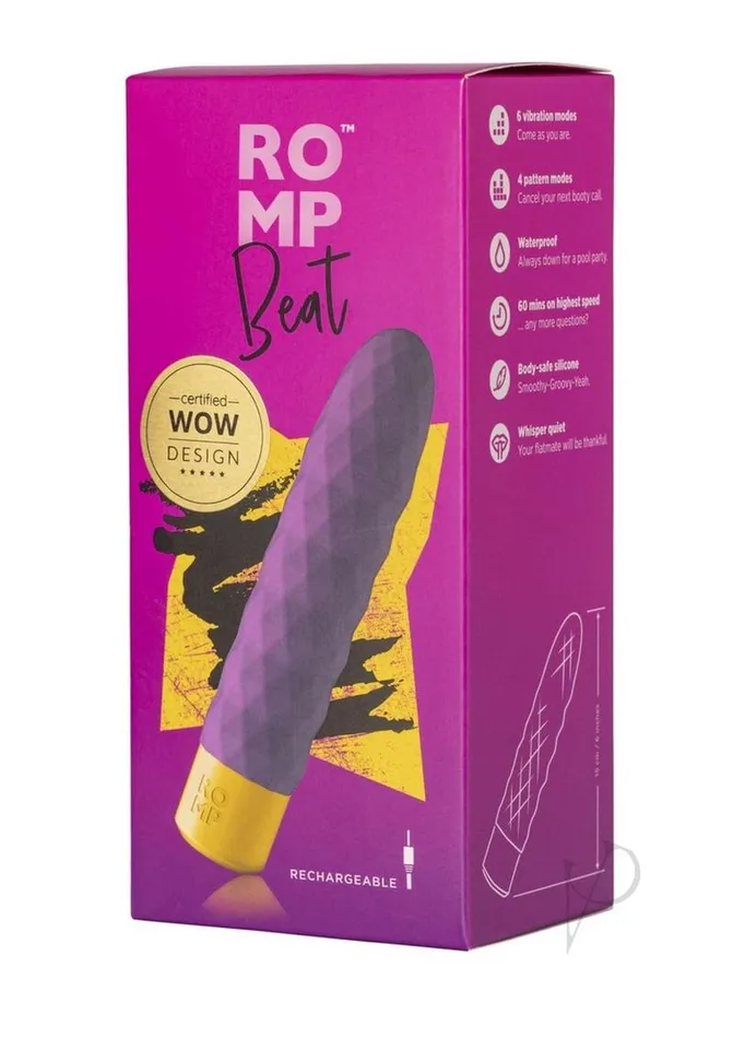 Romp Female Sex Toys Romp Beat Rechargeable Silicone Bullet Purple