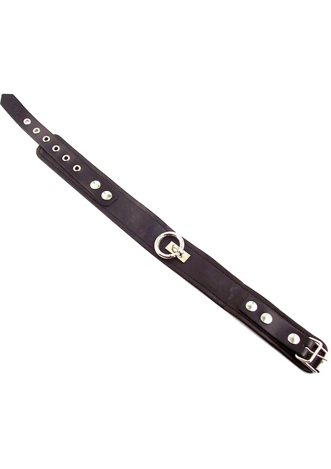 Rouge Restraints Rouge Plain Leather Adjustable Collar 1 Ring Black