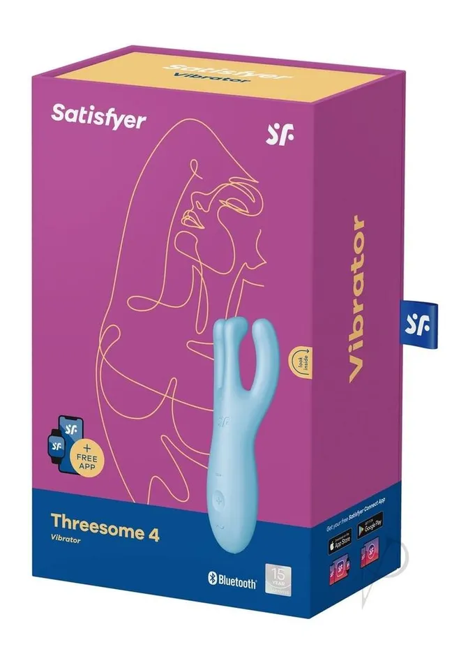 Satisfyer Vibrators Satisfyer Threesome 4 Rechargeable Silicone Vibrator Blue Satisfyer Vibrators Satisfyer Threesome 4 Rechargeable Silicone Vibrator Blue