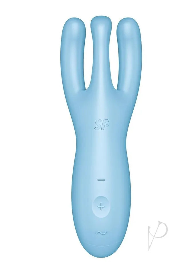 Satisfyer Vibrators Satisfyer Threesome 4 Rechargeable Silicone Vibrator Blue Satisfyer Vibrators Satisfyer Threesome 4 Rechargeable Silicone Vibrator Blue