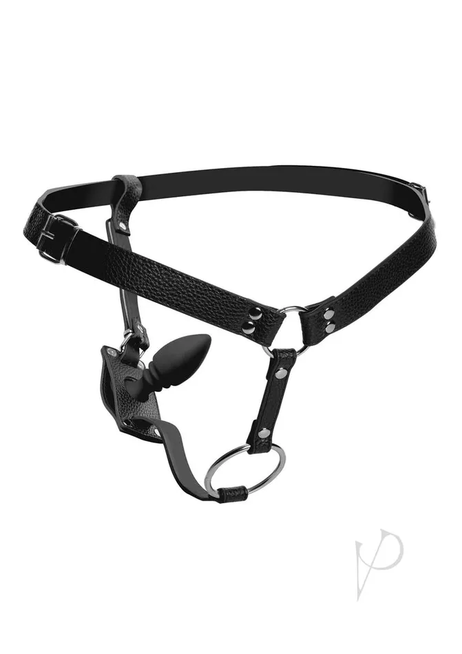 Strict Male Harness with Silicone Anal Plug Black Strict Anal