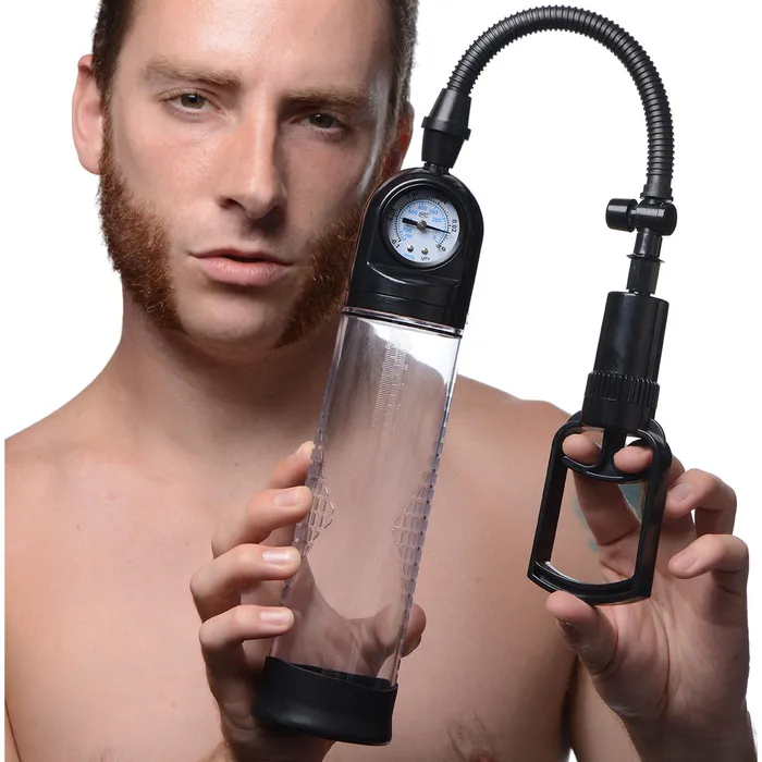 Trigger Penis Pump with Builtin Pressure Gauge Size Matters Male Sex Toys