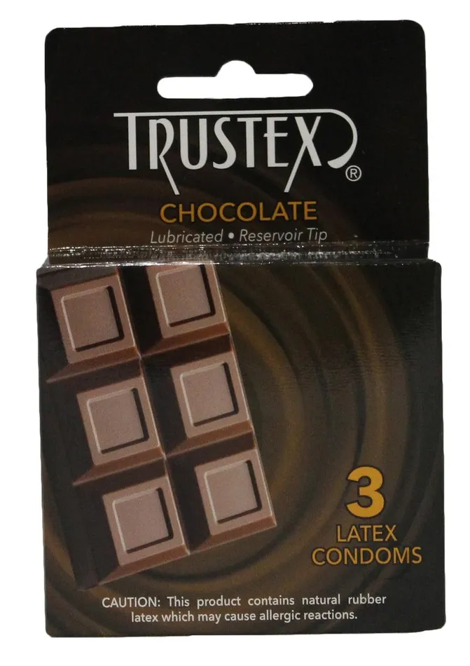 Truste Lubricated Reservoir Tip Flavored Latex Condom Chocolate 3 Per Box Trustex Male Sex Toys Truste Lubricated Reservoir Tip Flavored Latex Condom Chocolate 3 Per Box Trustex Male Sex Toys