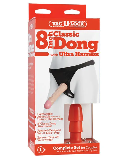 Vac U Lock Female Sex Toys VacULock Classic Dildo with Ultra Harness 8in Vanilla Vac U Lock Female Sex Toys VacULock Classic Dildo with Ultra Harness 8in Vanilla