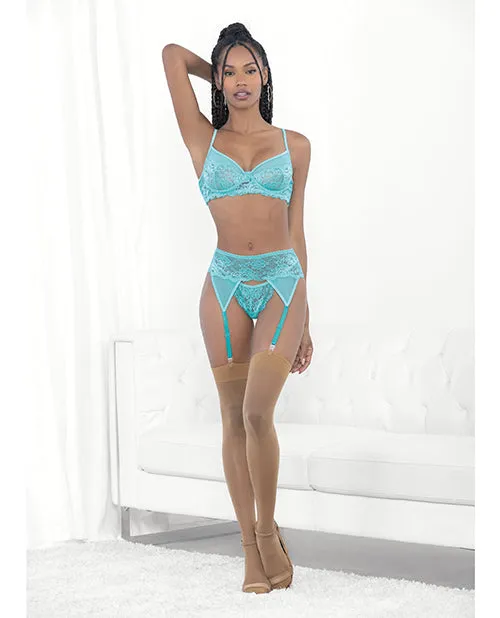 Vibrators Escante Lace Mesh Underwire Bra Garterbelt GString Malibu Blue MD Vibrators Escante Lace Mesh Underwire Bra Garterbelt GString Malibu Blue MD
