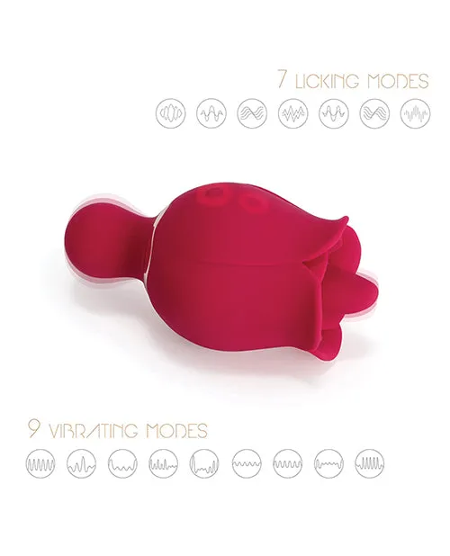 Vibrators Honey Play Box Sylvia Tongue Licking Rose Vibrator Red
