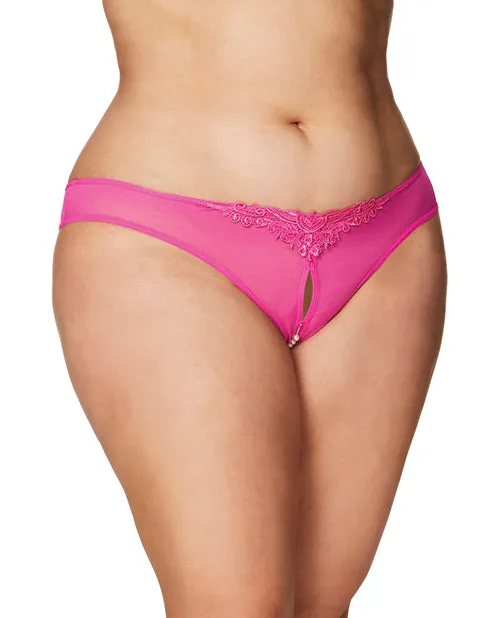 Vibrators Rsvp By Oh La La Cheri Crotchless Thong wPearls Hot Pink 3X4X