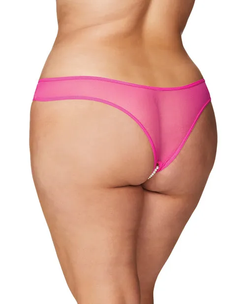 Vibrators Rsvp By Oh La La Cheri Crotchless Thong wPearls Hot Pink 3X4X