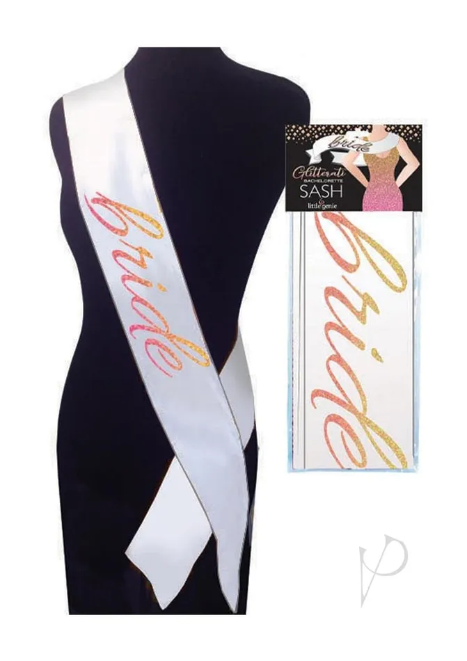 Vibrators Sashes And Wearables Glitterati Bride Sash WhiteRose Gold