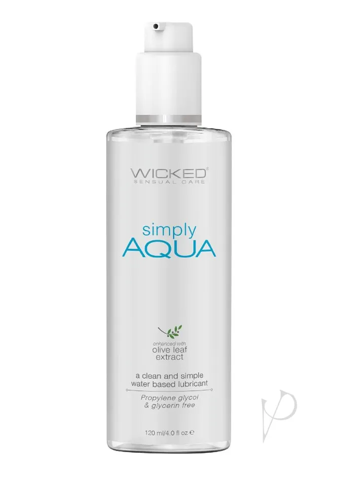 Wicked Simply Lubricants Wicked Simply Aqua Water Based Lubricant with Olive Leaf Extract 4oz Wicked Simply Lubricants Wicked Simply Aqua Water Based Lubricant with Olive Leaf Extract 4oz