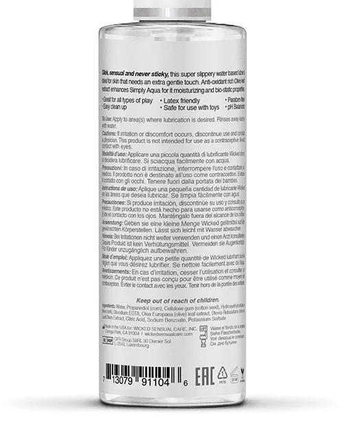 Wicked Simply Lubricants Wicked Simply Aqua Water Based Lubricant with Olive Leaf Extract 4oz