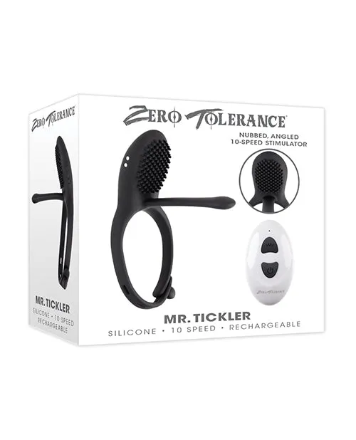 Zero Tolerance Male Sex Toys Zero Tolerance Mr Tickler Rechargeable Silicone Cock Ring with Remote Control Black