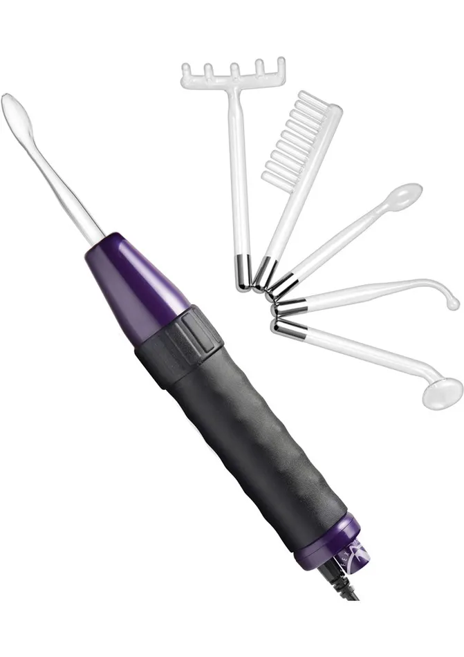 Zeus Electrosex Deluxe Edition Twilight Violet Wand with 5 Attachments BlackPurple Zeus Electrosex Vibrators