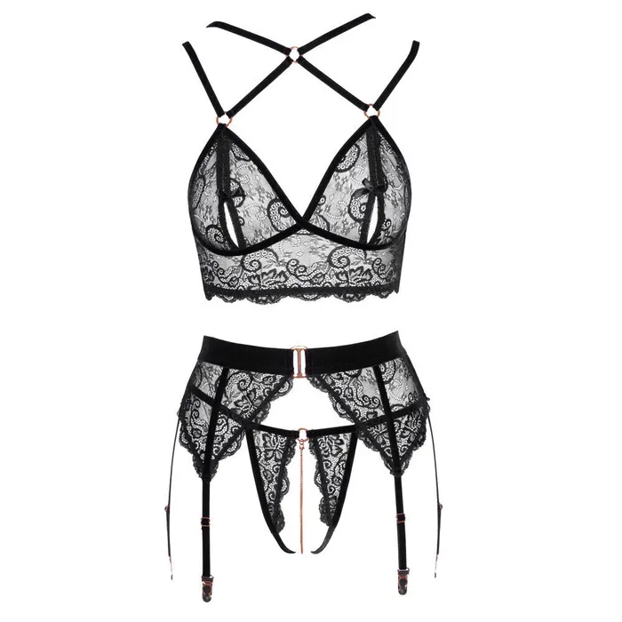 Abierta Fina Abierta Fina Lacey Open Suspender Set Anal