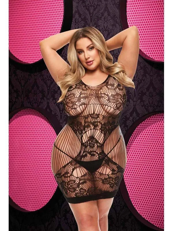 Anal Lapdance Lingerie Lace Cut Out Mini Dress Black Q ENV