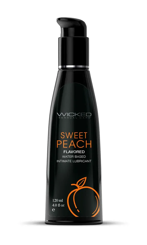 Aqua Sweet Peach Flavored Water Based Intimate Lubricant 4 Fl Oz Wicked Sensual Care Lubricants Aqua Sweet Peach Flavored Water Based Intimate Lubricant 4 Fl Oz Wicked Sensual Care Lubricants