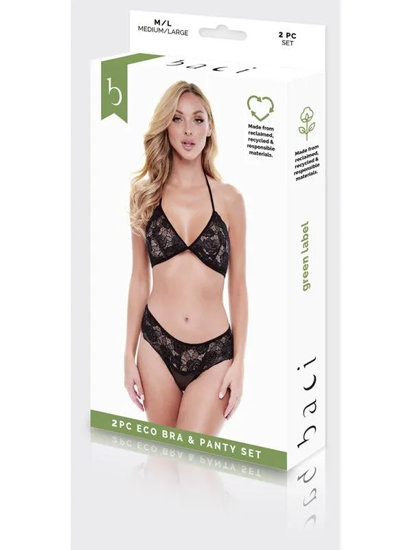 Baci Anal 2Pc Eco Bra and Panty Set Black ML Baci Anal 2Pc Eco Bra and Panty Set Black ML