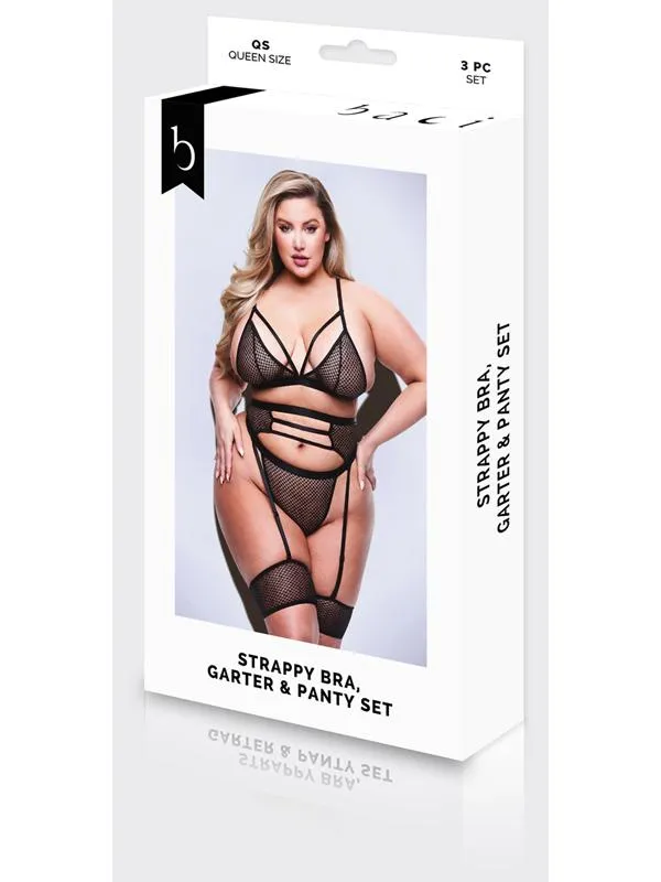 Baci Baci 3pc Strappy Bra Garter Panty SetBLKSM BX Female Sex Toys Baci Baci 3pc Strappy Bra Garter Panty SetBLKSM BX Female Sex Toys