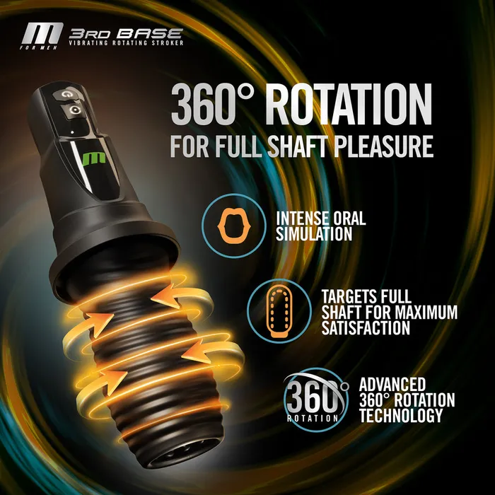 Blush Novelties Male Sex Toys 3RD Base Vibrating Roating Masturbator