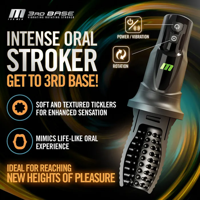 Blush Novelties Male Sex Toys 3RD Base Vibrating Roating Masturbator