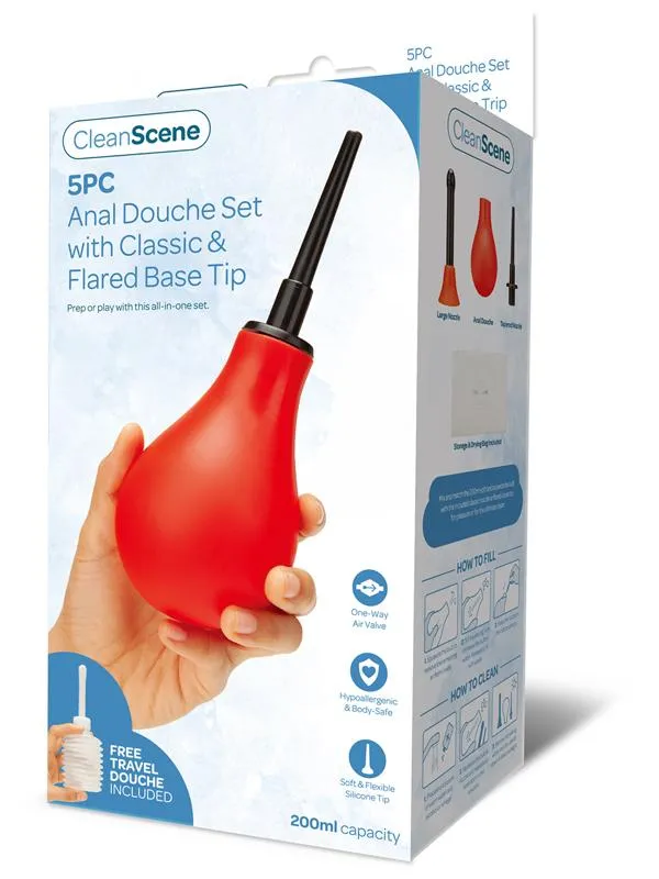 CleanScene CleanScene 3pc 200ml Douche Set Including Bulb Classic and Flared Base Tip Anal CleanScene CleanScene 3pc 200ml Douche Set Including Bulb Classic and Flared Base Tip Anal