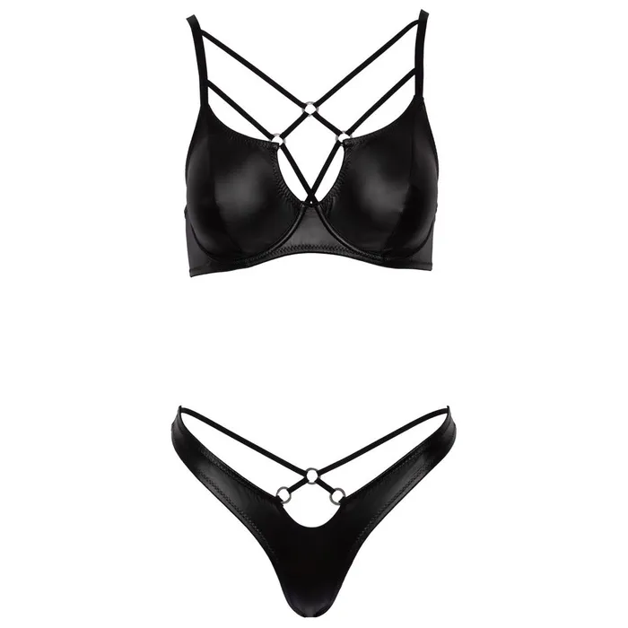 Cottelli Collection Anal Cottelli Matte Black Bra Set