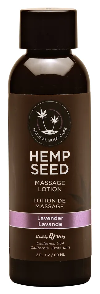 Couples Earthly Body Hemp Seed Massage Lotion Lavender 2 Fl Oz 60 ml