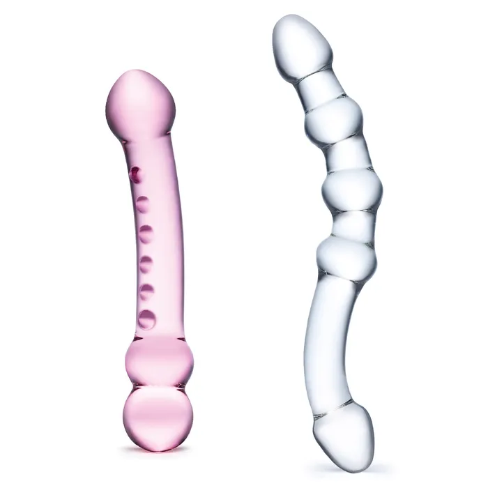 Dildos Glas 2 Pc Double Pleasure Glass Dildo Set Pinkclear