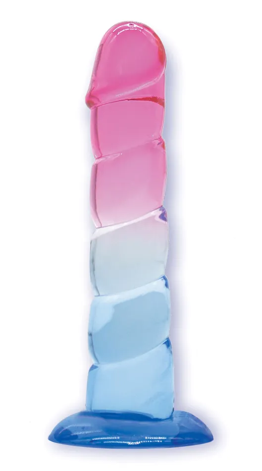 Dildos Icon Brands Shades 75 Swirl Jelly Tpr Gradient Dong Pink and Blue