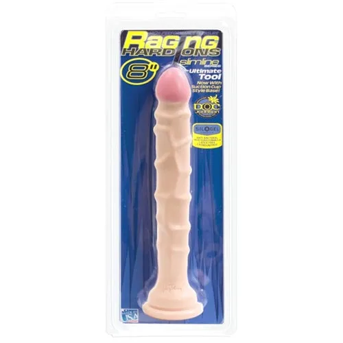 Doc Johnson Dildos Raging Hard Ons Slimline With Suction Cup 8 Inch Dong White